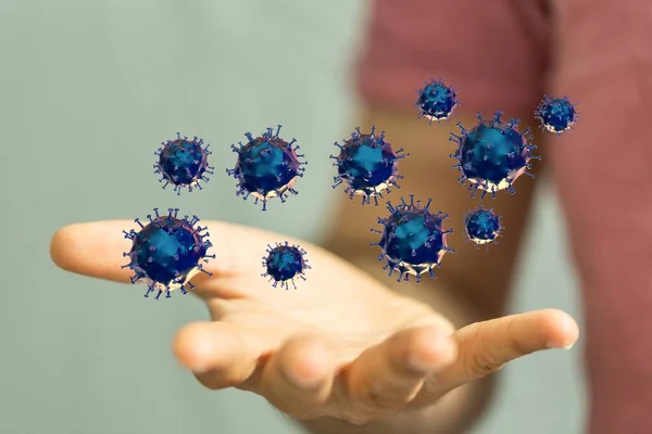 Grupo Células Virais Ilustração Célula Coronavirus — Fotografia de Stock