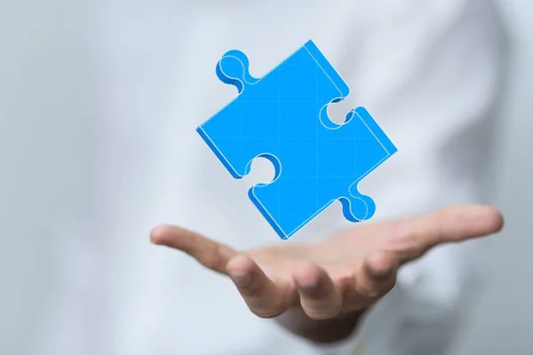 Puzzle Hand Solution Concept Busines — Stock Photo, Image