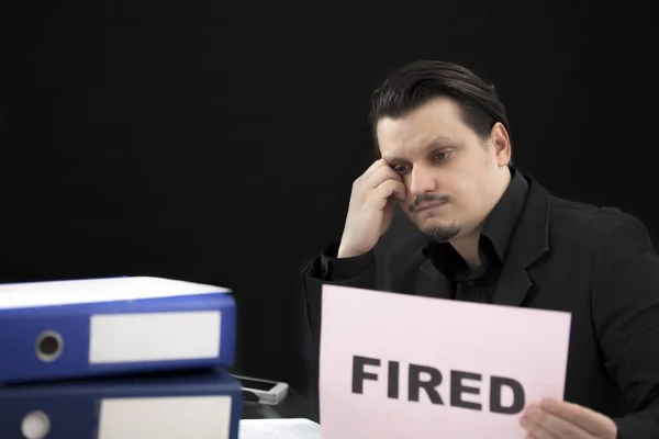Homem Negócios Sente Triste Depois Ser Despedido Emprego Ele Está — Fotografia de Stock