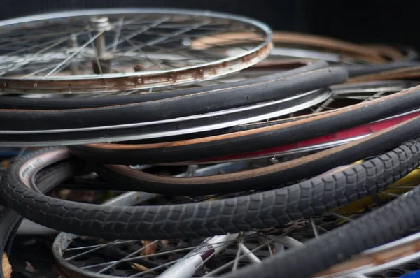 Närbild Bild Navkapsyler Och Däck Cykel — Stockfoto