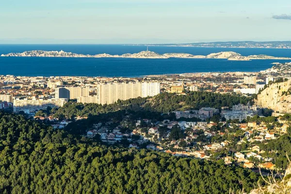 Panoramic View Marseille Frioul Islands Background Sunny Day France — Stock Photo, Image