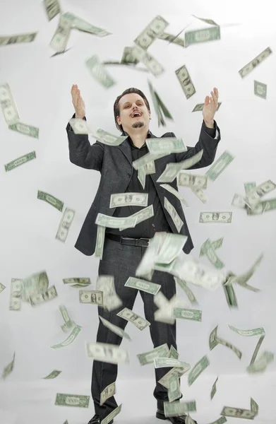 Šéf Vyhazuje Peníze Vzduchu Vypadá Velmi Šťastně — Stock fotografie