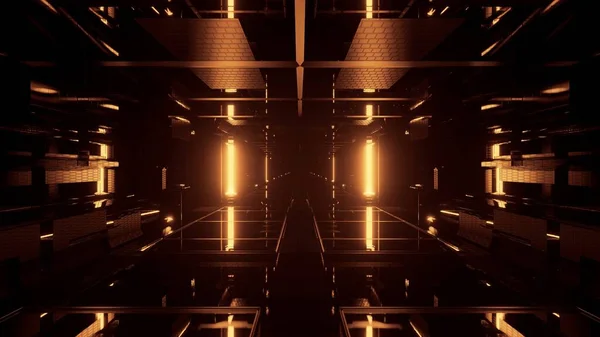 Ein Futuristischer Hintergrund Mit Bunt Leuchtenden Orangen Neonlichtern Ideal Für — Stockfoto