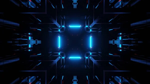 Ein Futuristischer Hintergrund Mit Bunt Leuchtenden Blauen Neonlichtern Ideal Für — Stockfoto