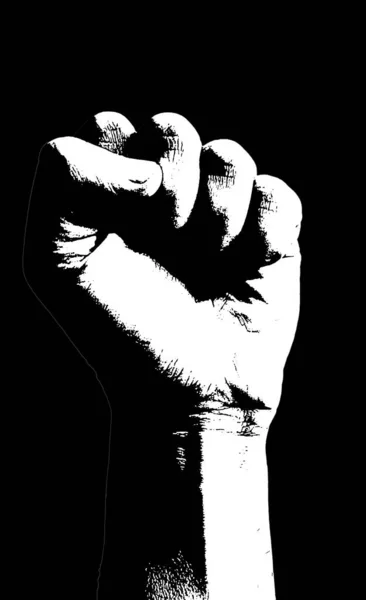 Vertical Stencil Art Raised Fist Clenched Fist Signifying Unity Solidarity — Stock Photo, Image