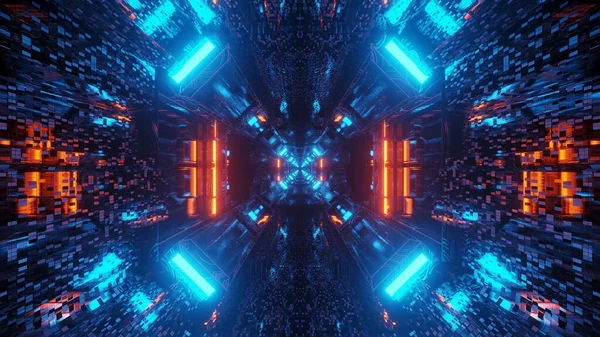 Иллюстрация Абстрактного Фона Геометрическими Формами Красочными Светящимися Неоновыми Огнями — стоковое фото