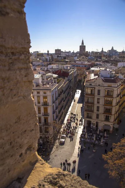 Disparo Vertical Gran Angular Bella Ciudad Valencia Día Soleado España — Foto de Stock