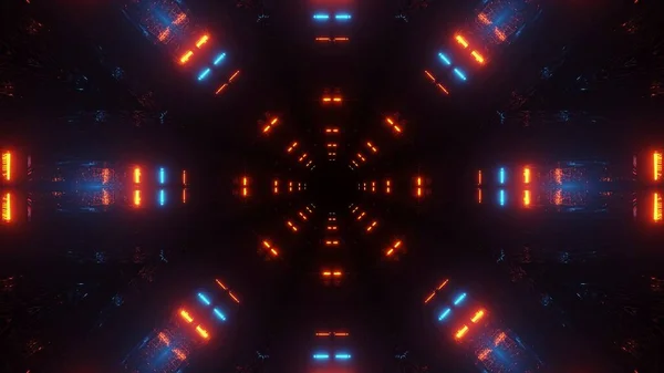Абстрактна Ілюстрація Сяючих Синіх Червоних Неонових Вогнів Чорному Тлі — стокове фото