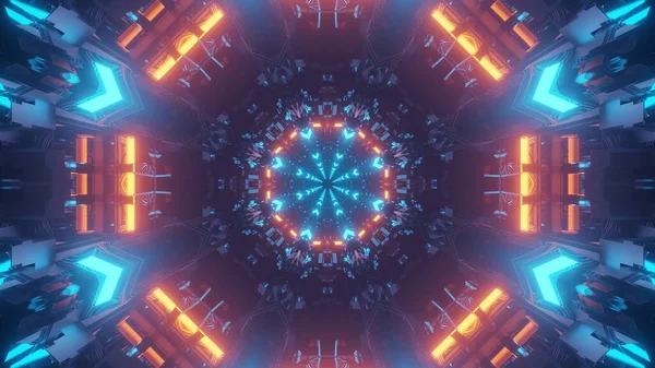 Иллюстрация Абстрактного Фона Круглыми Формами Красочными Светящимися Неоновыми Огнями — стоковое фото