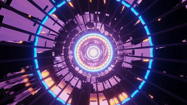 Високий Кутовий Знімок Красивих Фіолетових Неонових Вогнів Формі Кола — стокове фото