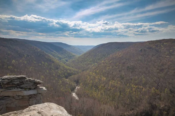 Vidvinkel Skott Blackwater Canyon Blackwater Falls State Park West Virginia — Stockfoto