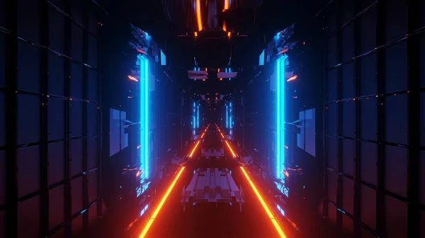 Дивовижна Ілюстрація Футуристичного Тунелю Неоновим Світлом — стокове фото