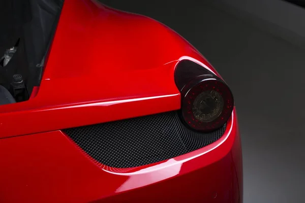 Closeup Shot Headlights Modern Red Car — Stock Photo, Image