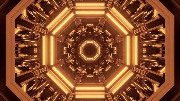 Ilustrace Futuristického Pozadí Zářícími Zlatými Neonovými Světly Skvělé Pro Tapety — Stock fotografie