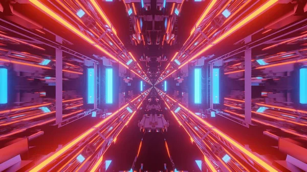 Schöne Illustration Eines Futuristischen Tunnels Mit Neonlicht — Stockfoto