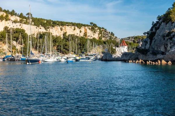 Uma Bela Vista Calanque Port Miou Perto Cassis Sul França — Fotografia de Stock