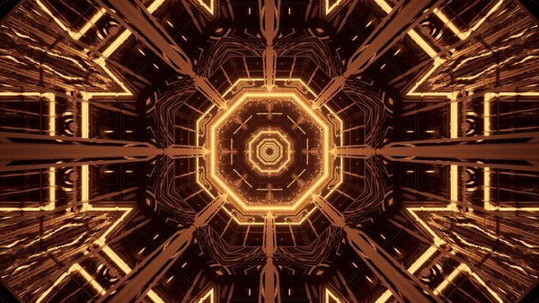 Дивовижна Ілюстрація Футуристичного Тунелю Неоновими Вогнями — стокове фото