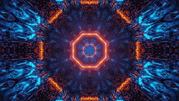 Иллюстрация Абстрактного Фона Круглыми Формами Красочными Светящимися Неоновыми Огнями — стоковое фото