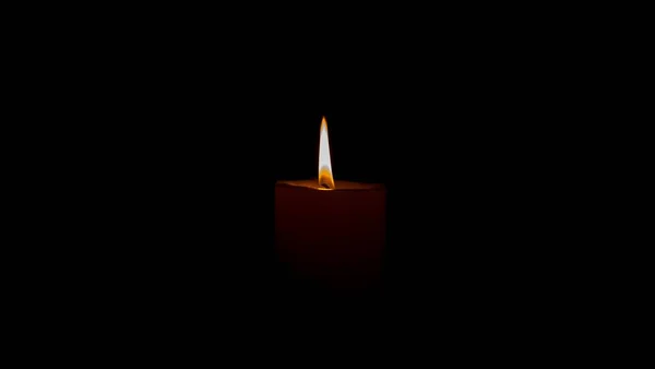 Eine Nahaufnahme Einer Brennenden Kerze Vor Dunklem Hintergrund Schön Für — Stockfoto