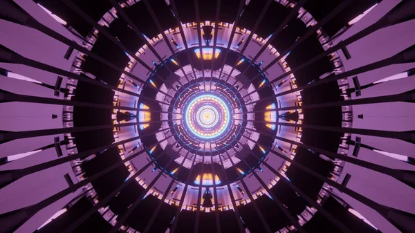 一张漂亮的紫色霓虹灯的高角度照片 形状像一个圆形 — 图库照片