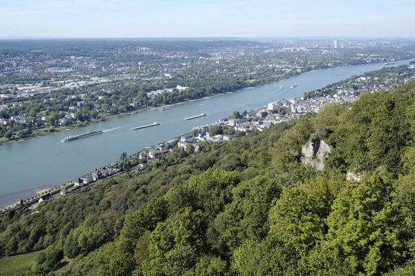 Aerial Shot Beautiful Rhine River Knigswinter Town — Stock Photo, Image