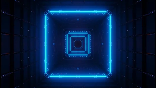 Niesamowita Ilustracja Futurystycznego Tunelu Światłami Neonowymi — Zdjęcie stockowe