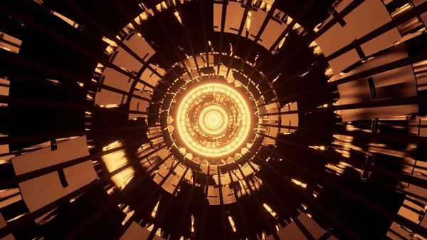 Vysoký Úhel Záběru Krásných Zlatých Neonových Světel Tvaru Kruhu — Stock fotografie