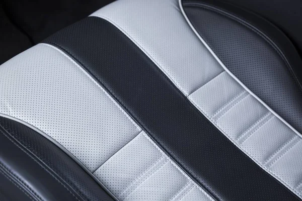 Primer Plano Textura Asiento Blanco Negro Coche Moderno — Foto de Stock