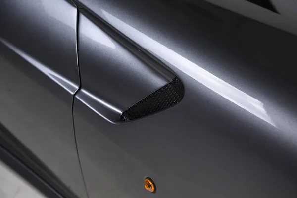 Closeup Shot Exterior Details Modern Black Car — Stock Photo, Image