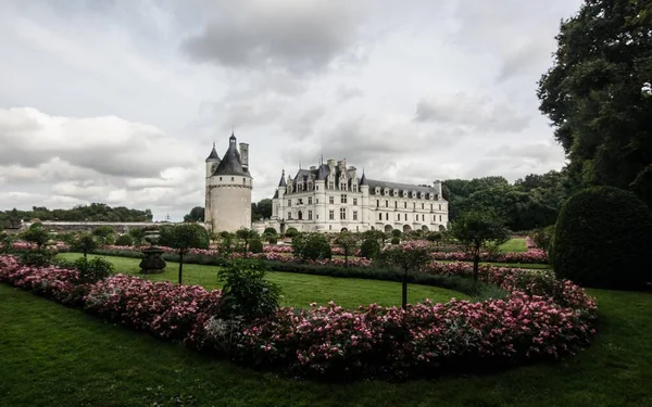 Słynny Zabytkowy Zamek Chenonceau Dolinie Loary Francja — Zdjęcie stockowe