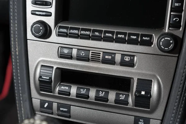 Closeup Screen Control Buttons Modern Car Lights — Stock Photo, Image