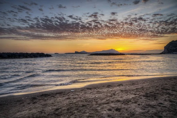 Beautiful Shot Beach Capo Misento Sunset Bacoli Campania Italy Sunset — Stock Photo, Image
