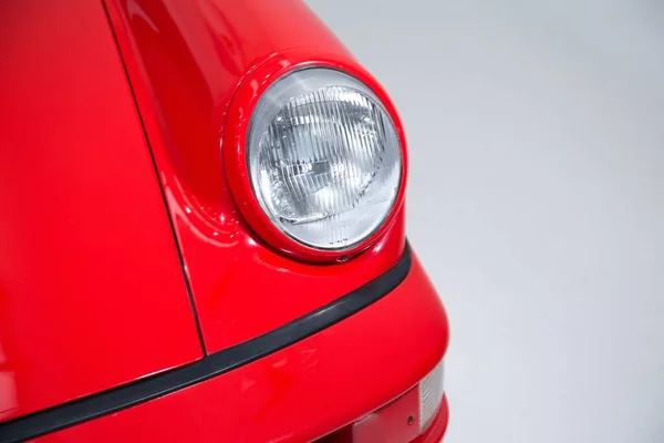 Closeup Headlight Red Luxury Car Lights White Background — Stock Photo, Image