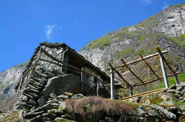 Old Rustic House Mountain Στο Ticino Ελβετία — Φωτογραφία Αρχείου