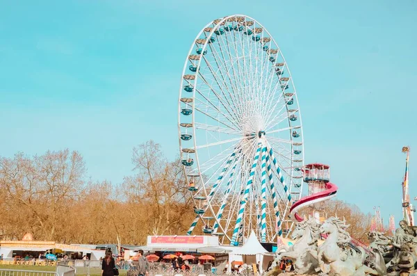 Vacker Blå Himmel Och Pariserhjul Bordeaux Frankrike — Stockfoto