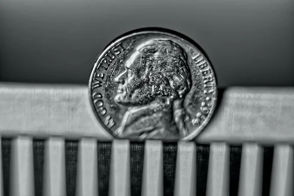 Гарний Сірий Крупним Планом Знімок Монети Концепція Фону — стокове фото