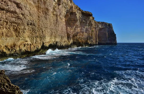 Une Belle Vue Des Falaises Calcaires Coralliennes Mer Migra Ferha — Photo