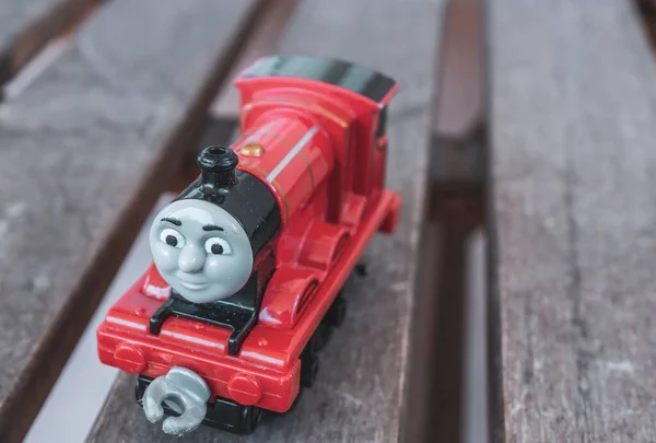 Poznan Lengyelország Ápr 2020 Red Mattel James Játékmozdony Thomas Friends — Stock Fotó