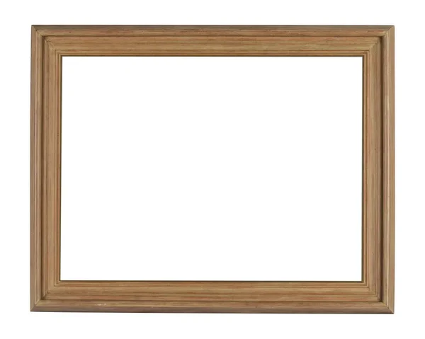 Een Eenvoudig Houten Frame Onder Lichten Geïsoleerd Een Witte Achtergrond — Stockfoto