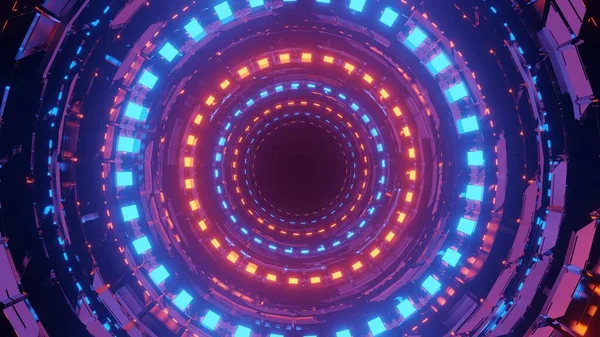 Krásná Ilustrace Futuristického Tunelu Neonovými Světly — Stock fotografie