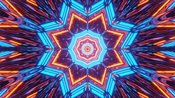 Ein Kosmischer Hintergrund Mit Bunten Laserlichtern Floralen Geometrischen Formen — Stockfoto