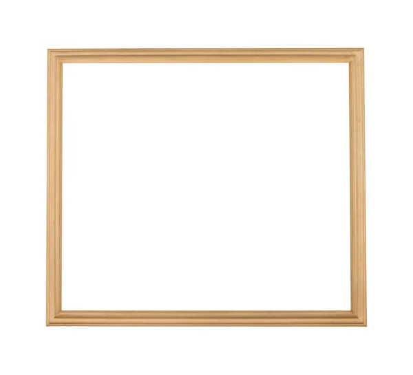 Een Eenvoudig Houten Frame Met Gouden Randen Onder Lichten Geïsoleerd — Stockfoto