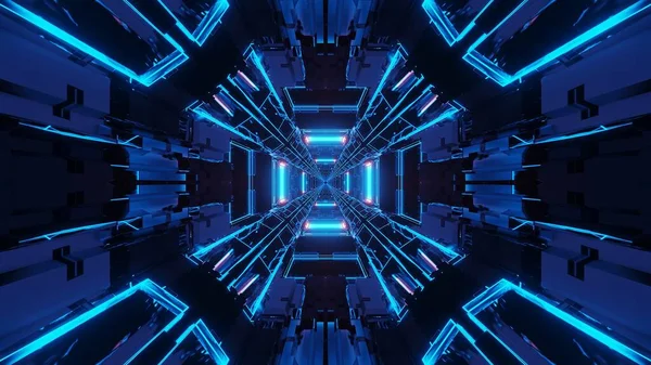 青いネオンレーザー光を用いた宇宙環境 — ストック写真