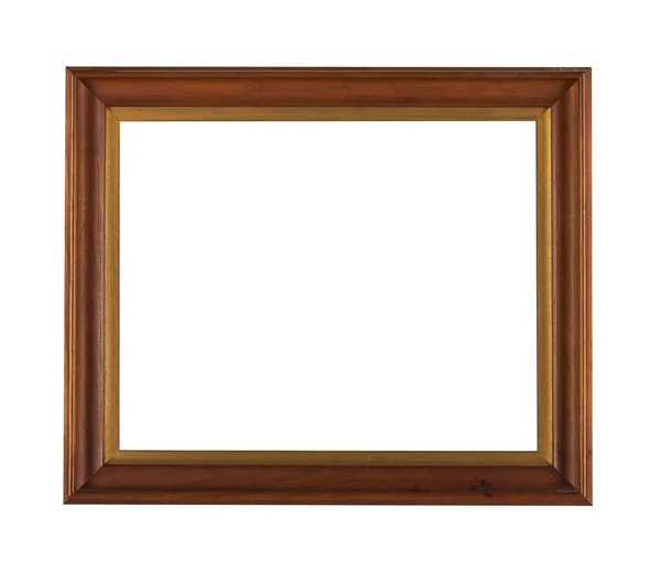 Een Eenvoudig Houten Frame Onder Lichten Geïsoleerd Een Witte Achtergrond — Stockfoto