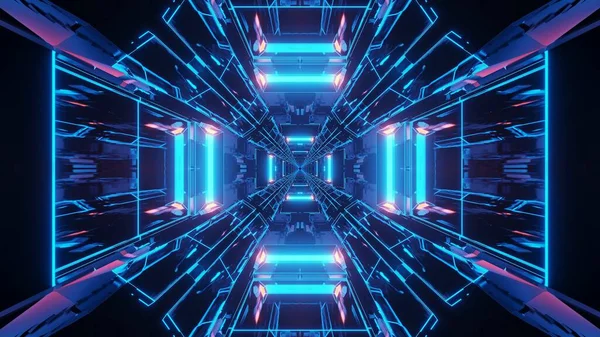 青いネオンレーザー光を用いた宇宙環境 — ストック写真