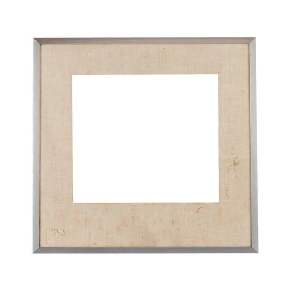 Een Modern Blank Frame Met Beige Zilveren Randen Een Witte — Stockfoto