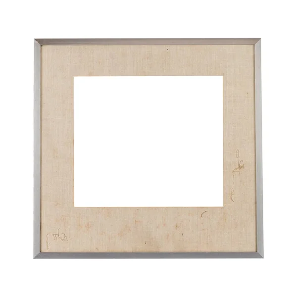 Quadro Branco Moderno Com Bordas Prata Bege Fundo Branco — Fotografia de Stock