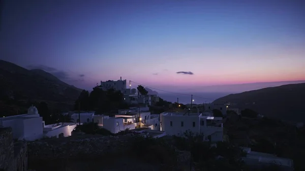 Eine Panoramaaufnahme Von Aegiali Der Insel Amorgos Griechenland Bei Sonnenuntergang — Stockfoto