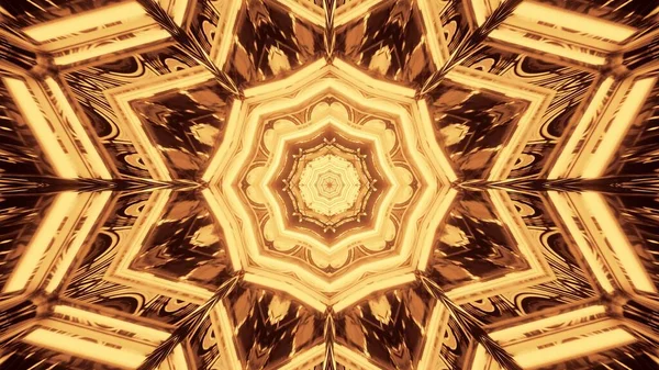 Kozmikus Háttér Arany Lézerfénnyel Virágos Geometriai Formában — Stock Fotó