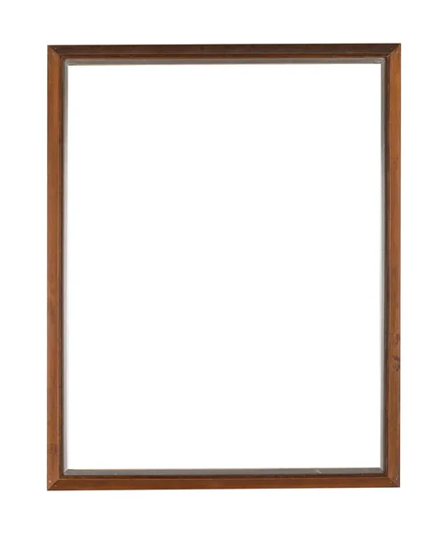 在白色背景上隔离的灯光下 一个简单的木制框架的垂直镜头 — 图库照片